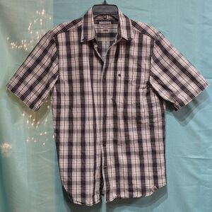 Carhartt Relaxed Fit Short Sleeved  M Blue Plaid Button Up Shirt GUC